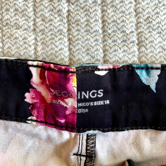 Chico's Floral Print Jeggings - Black and Red - Picture 4 of 6